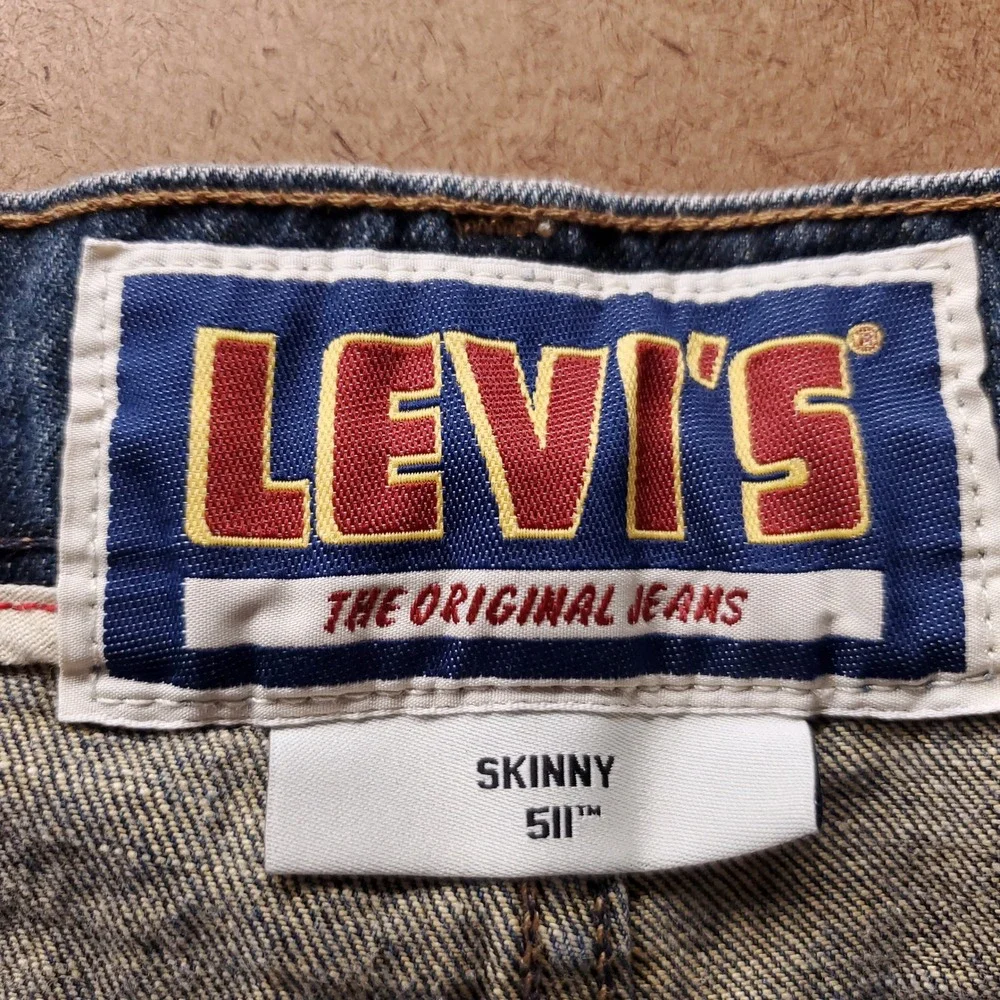 Levis 511 Skinny Denim Cutoff Shorts Men 33 Dark Blue Indie Grunge Skate Jorts